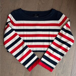 NWT J. Crew Striped Navy, White and Red Crop top - size XS